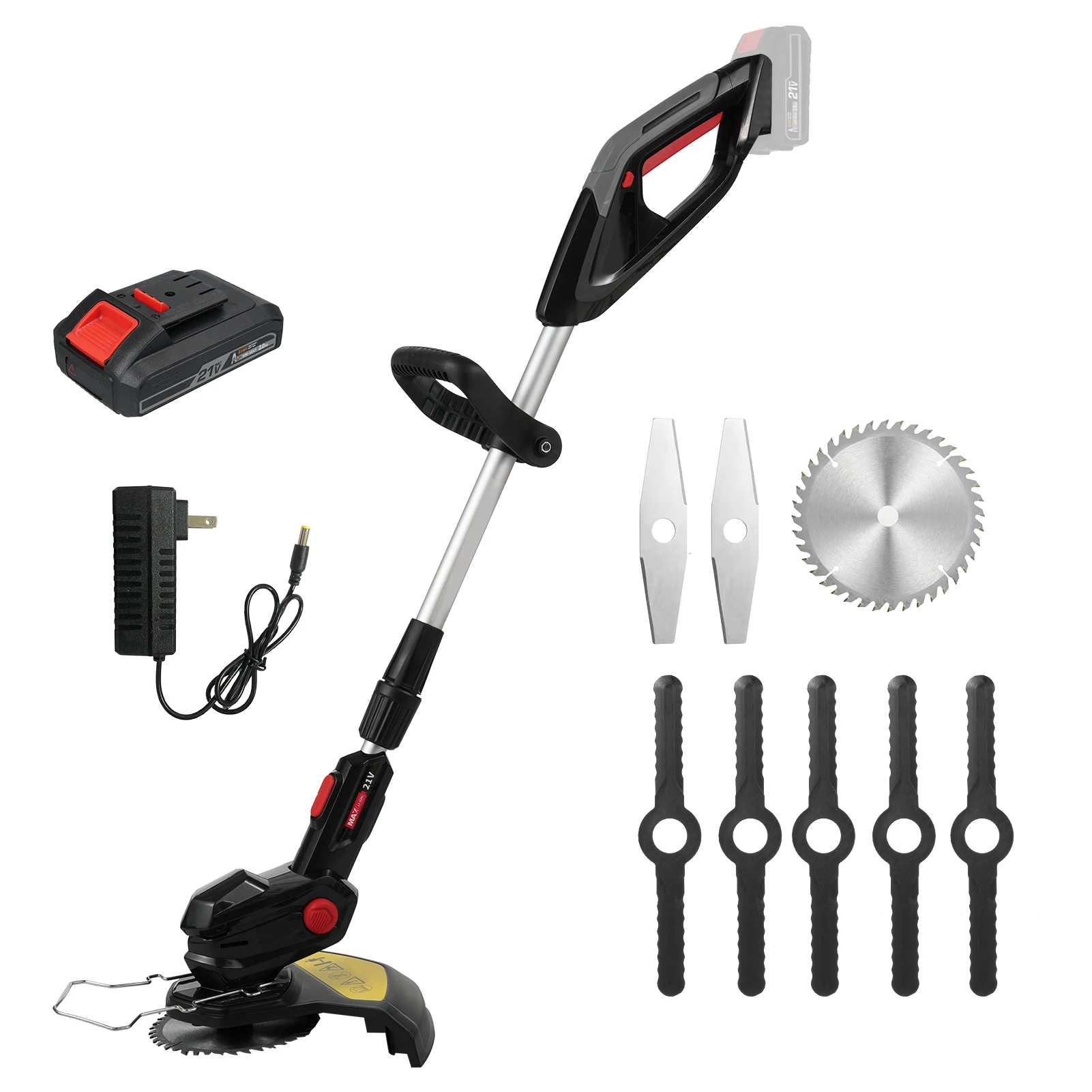 Cortadora de césped inalámbrica, cortadora de césped con batería, cortadora de césped con longitud ajustable y 3 tipos de cuchillas