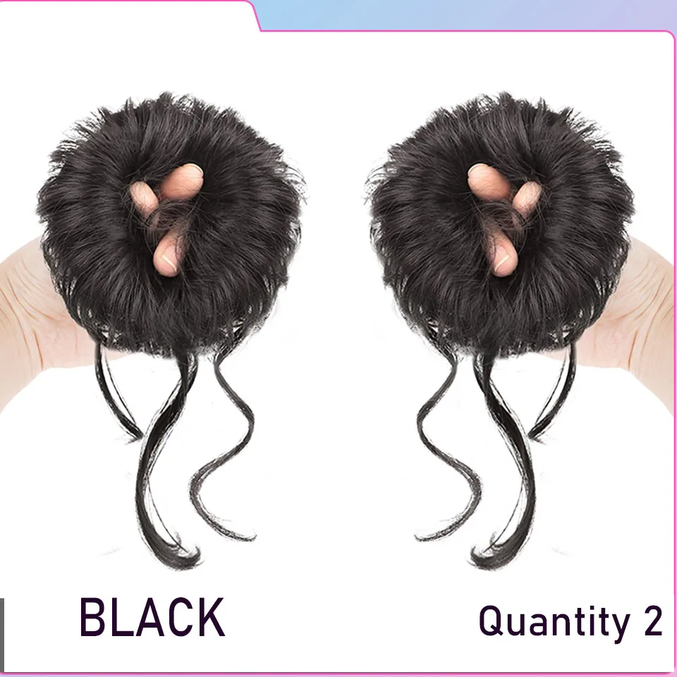 Synthetic Hair Bun Wig Ladies Ponytail Hair Extension Scrunchie Elastic Meatball Head Hairpieces Scrunchie Wrap Hair Rope ﻿