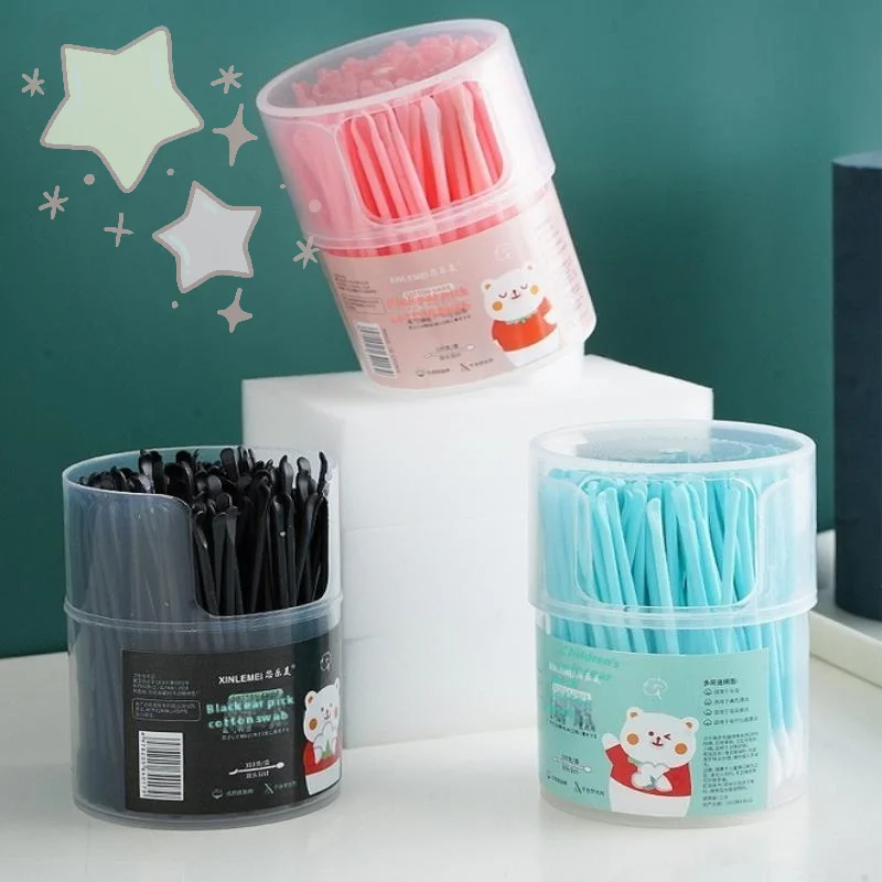 100 Pieces 2 In 1 Cotton Swab Ear Scoop Dual Head Dual Function Use Cotton Pads Ear Cleaning Makeup Removal