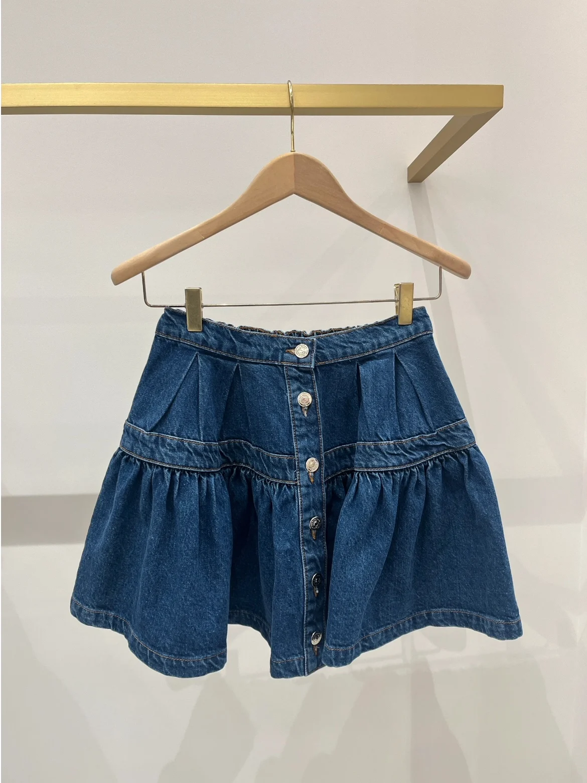 

Юбка Heidd A-силуэта из денима с эластичной вставкой сзади, синяя, из смесового хлопка и вискозы, женская, с высокой талией, коллекция ранняя весна 2026