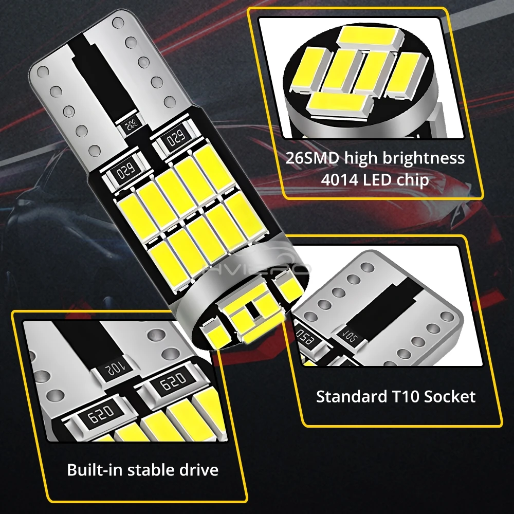 2/4/10 قطعة T10 4014 26SMD W5W 194 501 Led Canbus سيارة ضوء لمبة لوحة ترخيص الإضاءة الداخلية قبة الباب مصباح اكسسوارات السيارات #5