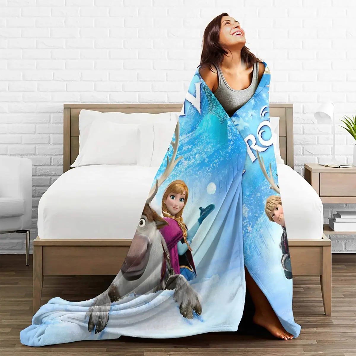 Frozen Elsa Princess Anna Flannel Blankets Super Warm Throw Blanket for Home Decor Travel Office Bedspread Sofa Bed Cover