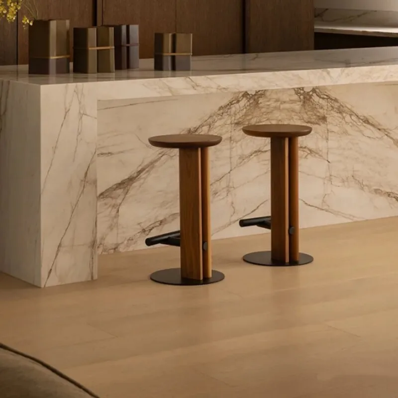 

Wood Luxury Bar Stools Designer Living Room Restaurant Kitchen Counter Modern Bar Chairs Long Taburete Alto Trendy Furniture