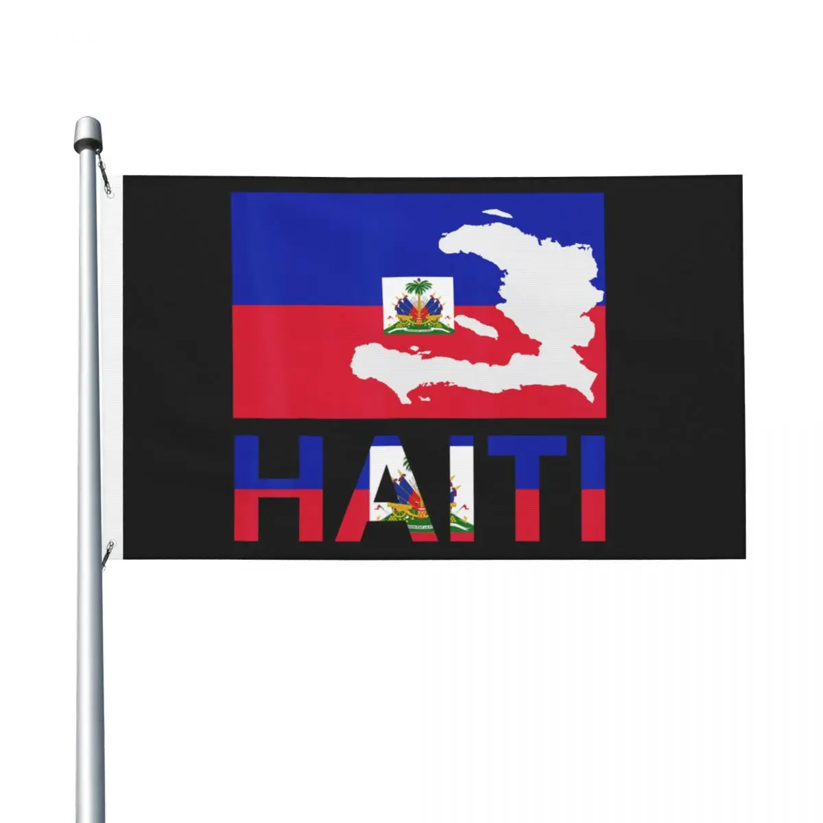 Happy Haitian Flag Day Cool Haiti Flag Map Haitian Flag 90X150cm Flags Banner with 2 Grommets for Hanging For Home Decoration