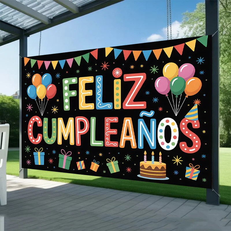 Feliz Cumpleaños Spanisches Geburtstagsparty-Thema Baby-Shower Erwachsenen-Hintergrundbanner Rosa Gold Ballondekorationen Fotografie-Requisite – Detail 1