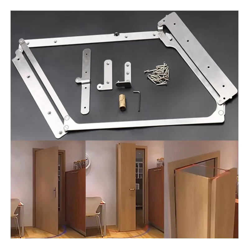 

Stainless Steel Wood Kit Swing Double Bi-fold System Compack Set Folding Door Hardware Swing Fittings 180 Degree Bifold