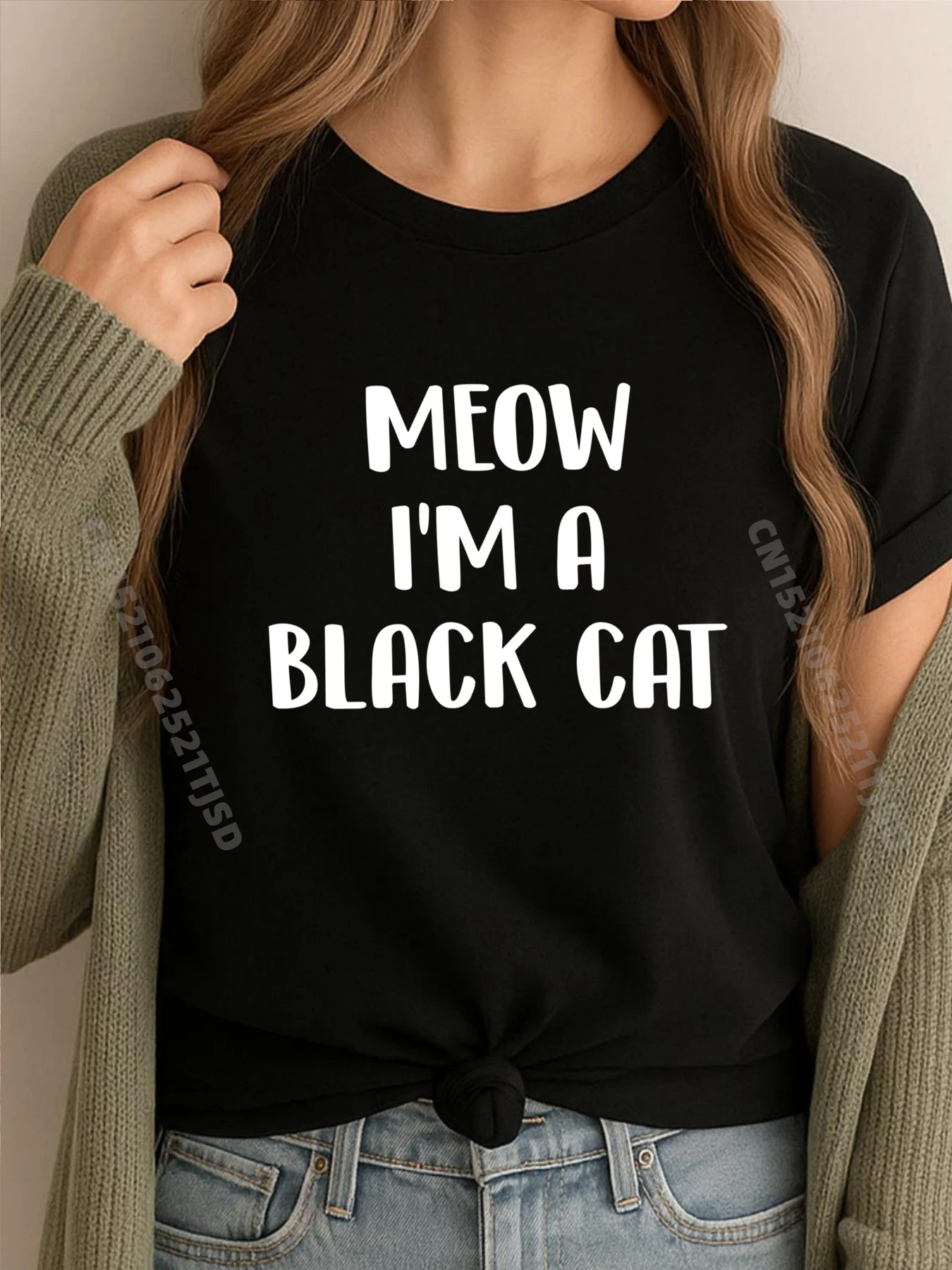 

Мяу, я кот, забавная женская футболка с рождественскими подарками на Хэллоуин, 100 ℅ Хлопковая футболка Досуг