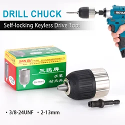 1.5-13mm Electric Drill Chuck 3/8-24UNF Self-locking Keyless Driver Tool Impact Hex Shank Adapter For Impact Wrench Conversion