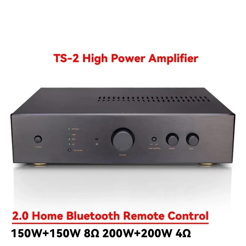 TS-2 200w*2 2-channel Stereo Amplifier High Power Fiber Coaxial Bluetooth 5.0 with Remote Control Class AB Home Audio