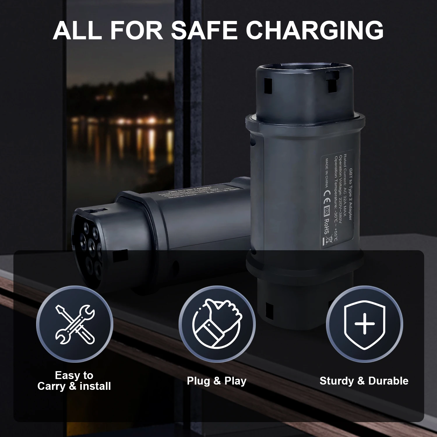 Kolanky GBT to Type 2 EV Charger Converter Adapter 16A 32A for EVSE Charging GB To IEC 62196 Type2 Standard EV Charger Adaptor