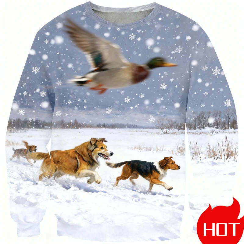 ﻿Men's Sweatshirt 3D Printing New Fashion Hunting Wild Duck Pattern Pullover Unisex Casual Vintage Y2k Men Clothing New Tops