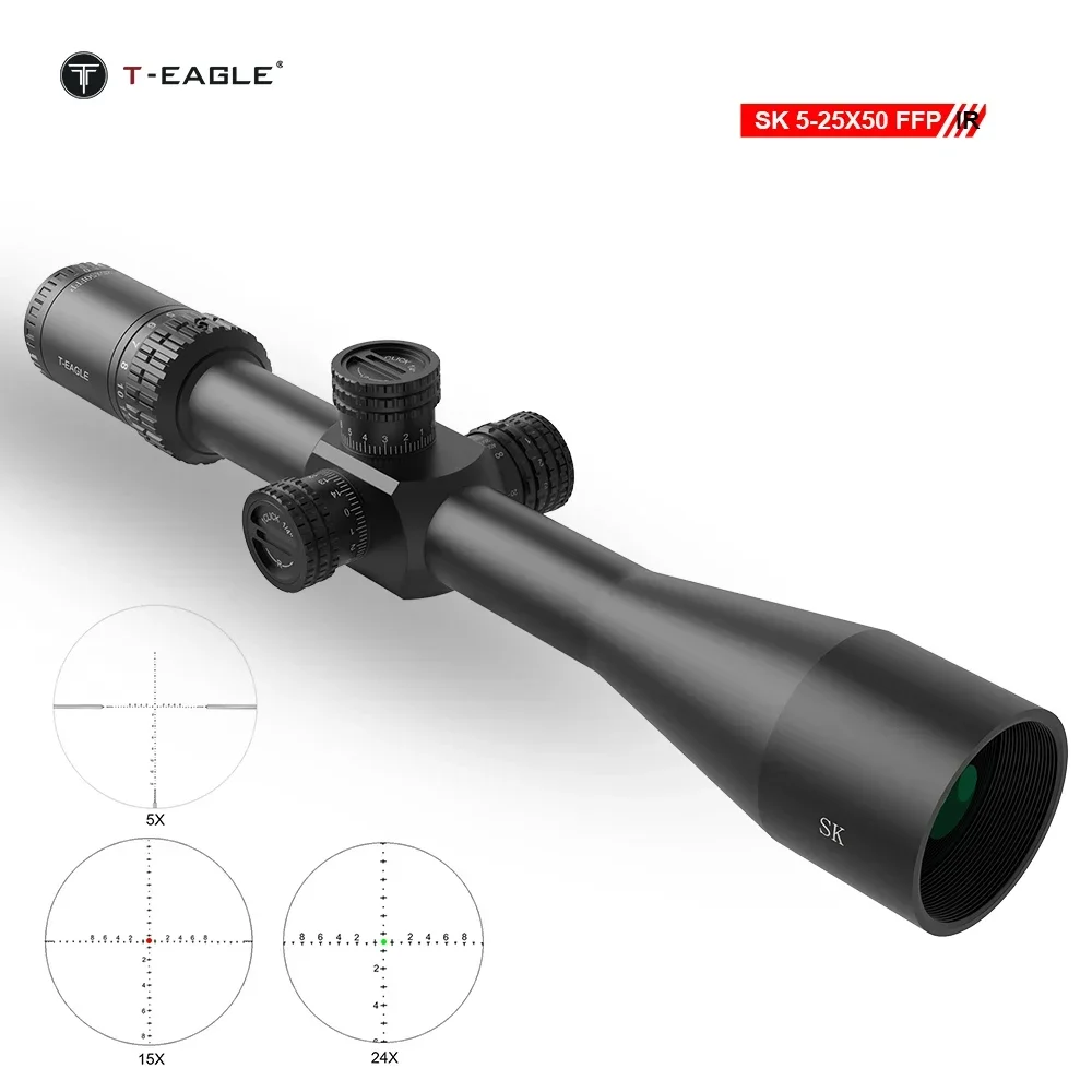 T-eagle SK5-25X50 FFP IR Tactical Riflescope Spotting Rifle Scope Hunting Optical Collimator Airsoft Airgun Sight Etched Glass