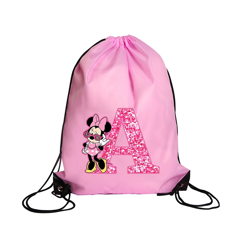 Minnie Mickey Mouse Disney Drawstring Bag Sports Waterproof Backpack Bundle Pocket Terylene Basketball Bags Cartoon Anime Gifts