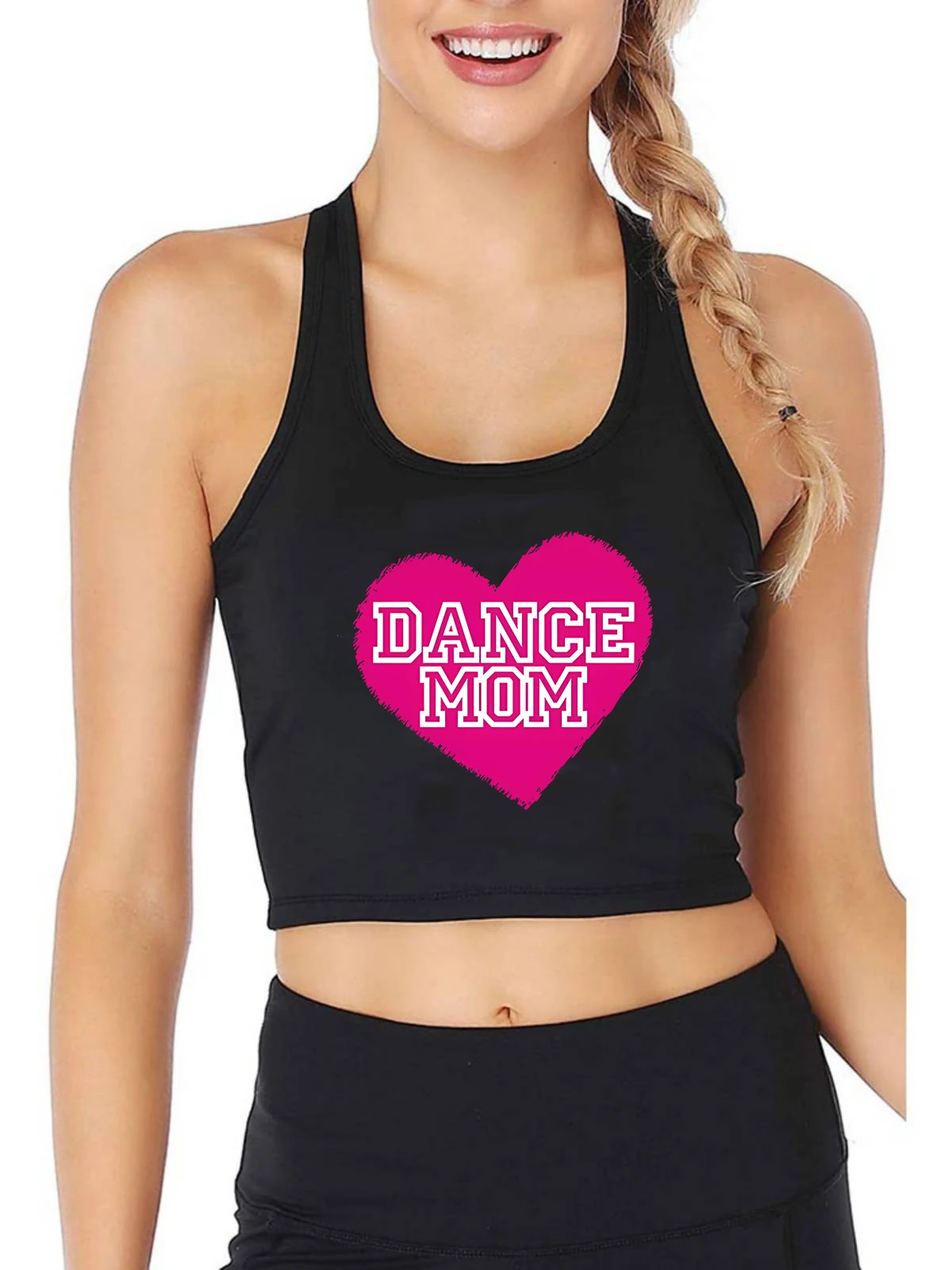 Dance Mom Heart Design Sexy Slim Fit Crop Top Dancer Sports Fitness Workout Tank Tops Customizable Training Camisole