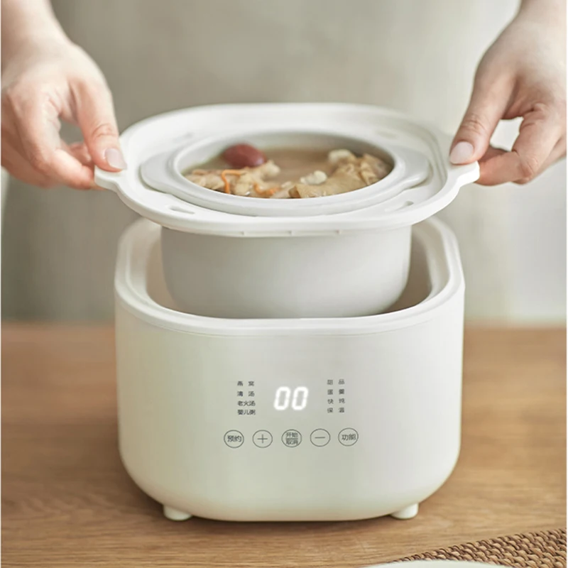 Olayks 1L Mini Electric Stewing Pot Ceramic Inner Multi Cooker Household Automatic Electric Slow Stewer 220V Home Rice Cooker