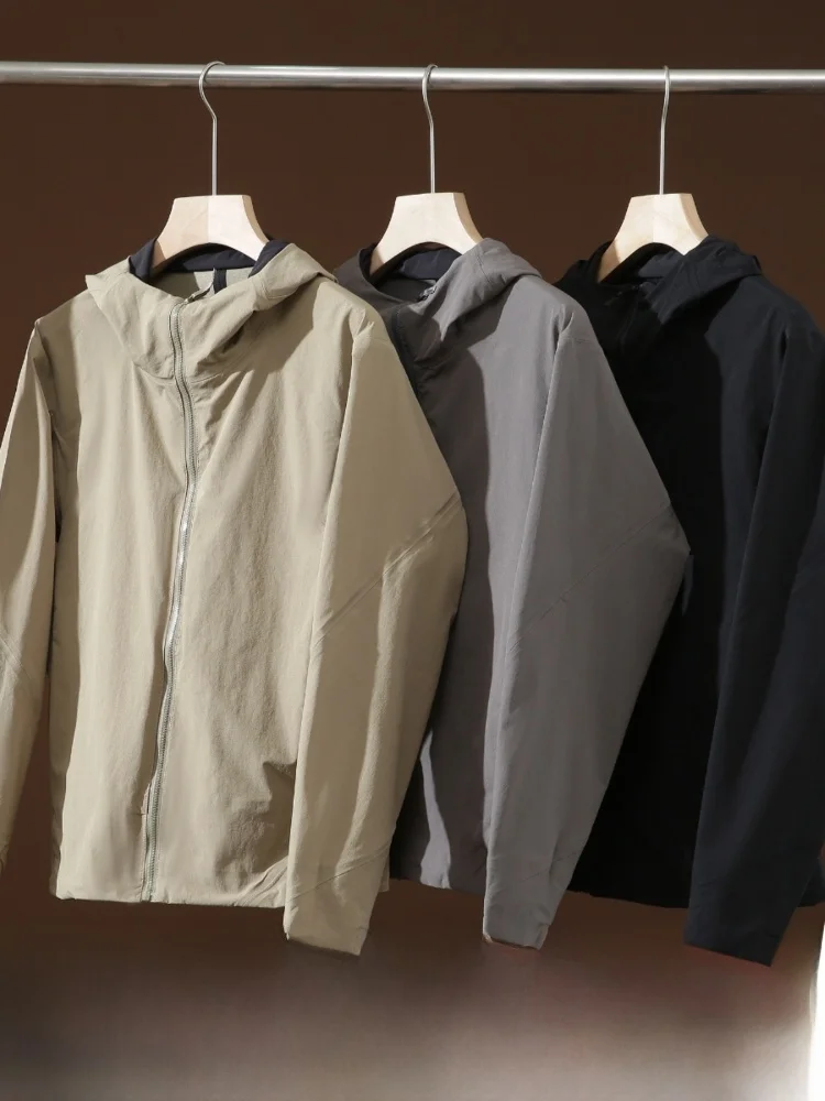 

Уличное мужское пальто Jaet с капюшоном, мягкое пальто с текстурой против морщин, легкая ветрозащитная водонепроницаемая подставка, подходит для молодежи, трендовая ос...