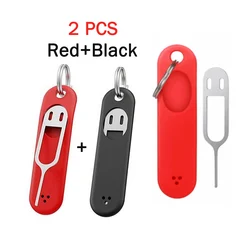 2PCS Anti-Lost Sim Card Pin Needle with Storage Case Key Tool Mobile Phone Ejecting Pin SIM Card Tray Ejection Pin Keyring