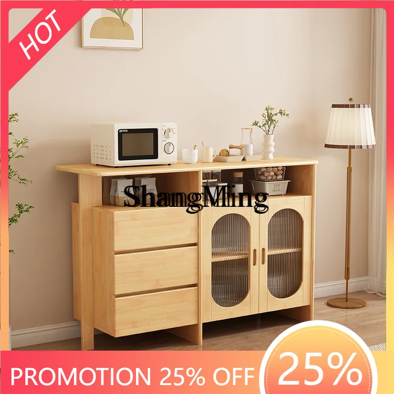 

SM Household Solid Wood Dining Side Cabinet, Living Room Tea Storage Storage Rack, Log Wind Storage Cabinet