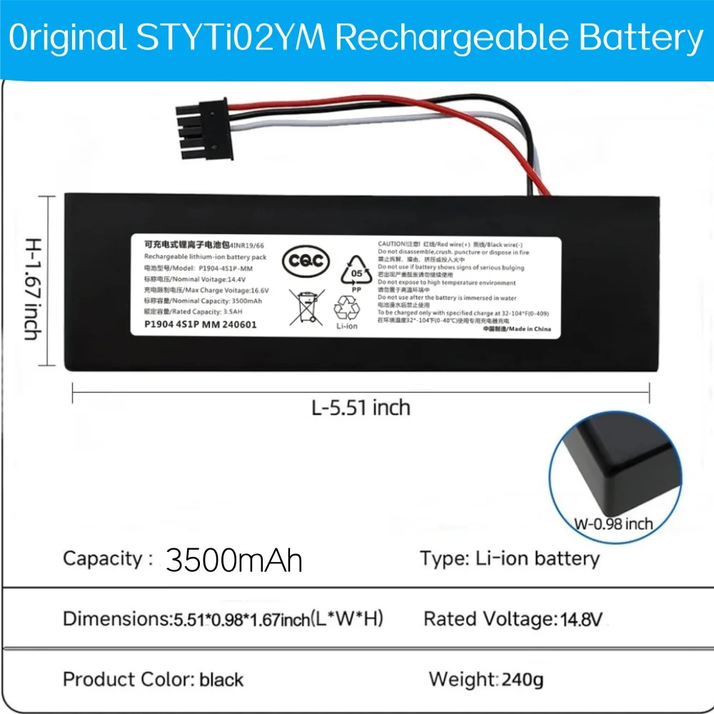 

STYTJ02YM 14,8 В 3500 мАч Сменный аккумулятор для робота-пылесоса Xiaomi Mop Pro Yunmi MVVO1-JG Haier JX37.