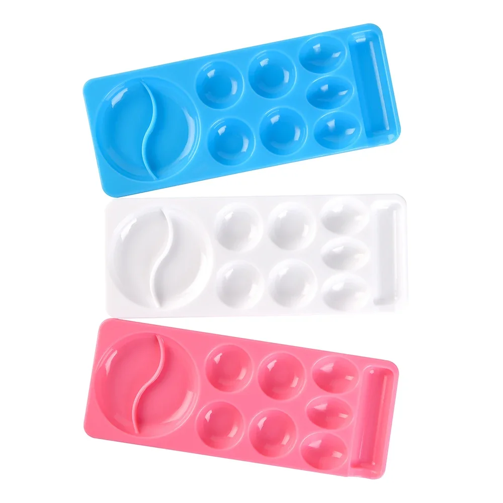 Paleta de colores para decoración de uñas, 10 rejillas, plástico, esmalte de uñas en Gel, pintura, bandeja de placa mezcladora de colores con soporte para pinceles, herramienta de pintura DIY, 1 ud.