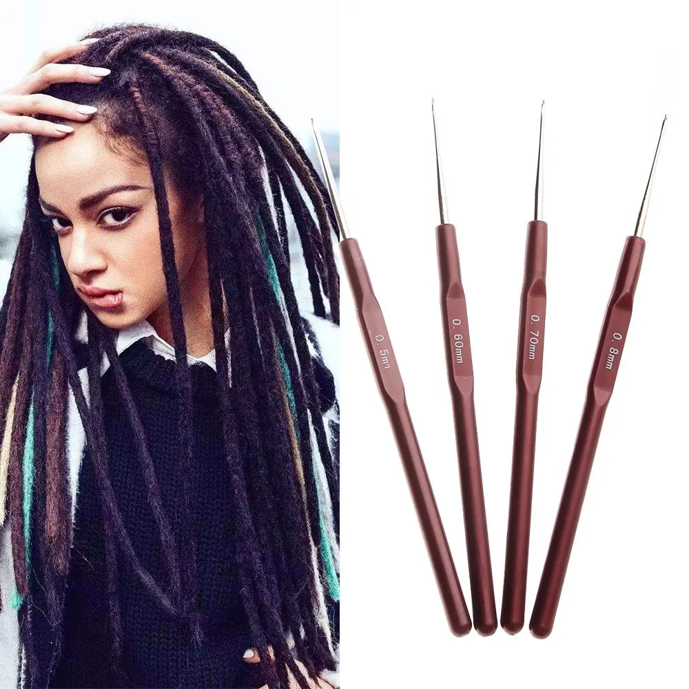 

4pcs/set High Quality Hair Accessories Beauty Plastic Handle Dreadlock Crochet Needles Hook Needle Micro Hook Hair Making Tools