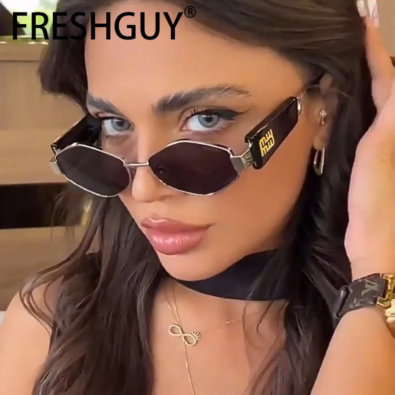 FRESHGUY Fashion Women's Sunglasses Diamond-shaped Metal Frame Glasses Outdoor Travel Sunscreen Eyewear 2024 New Sunglasses