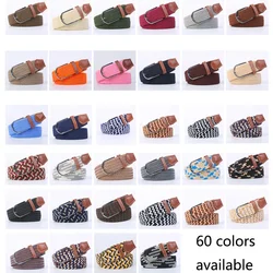 107/120cm Men's Belt Casual Woven Elastic Belt Outdoor Sports Women's Belt No Need for Punching Climbing Work Belts For Women
