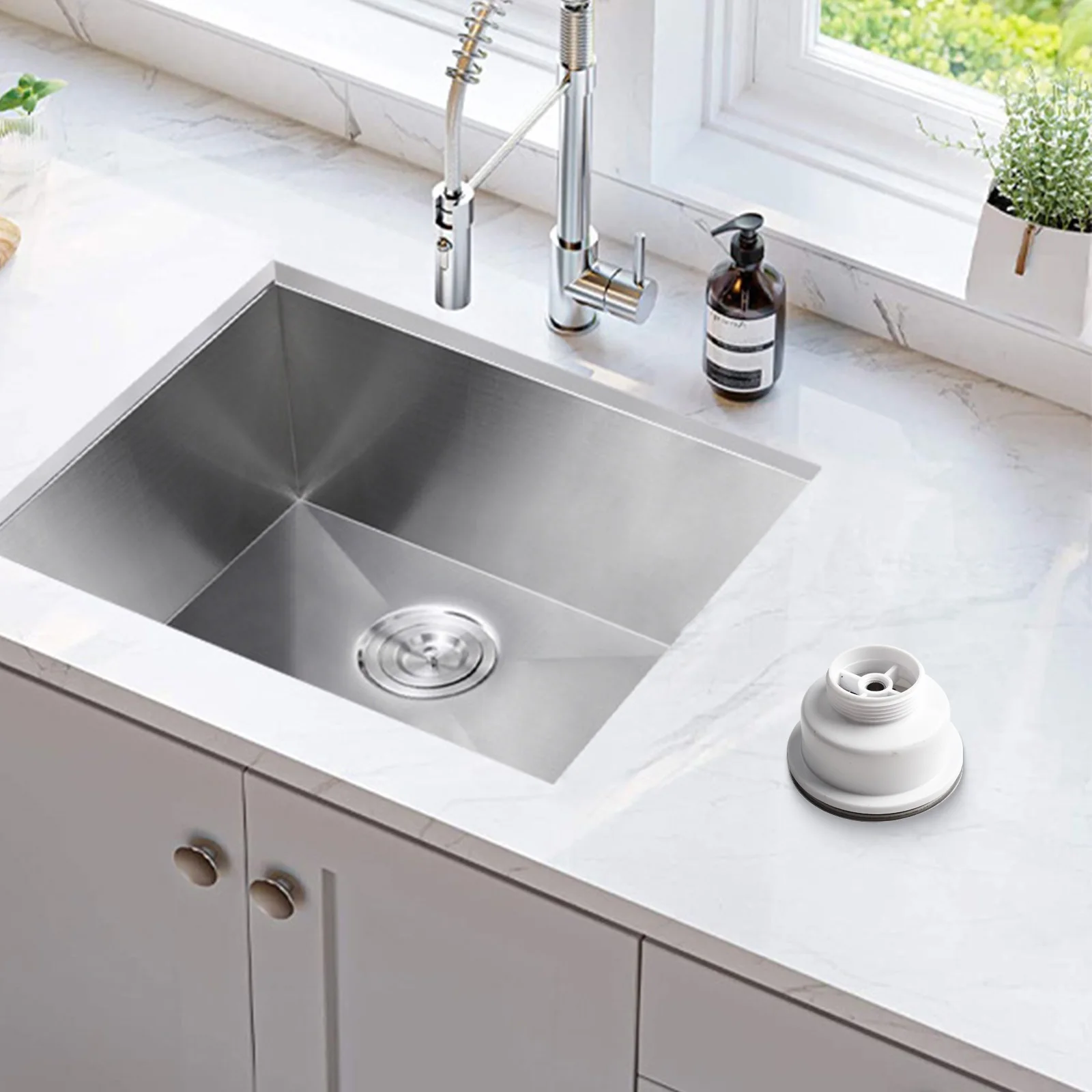 Waste Kit Sink Strainer High Quality PP Sink Stainless Steel Silver For Sink Opening 70-80mm Quality Is Guaranteed Practical
