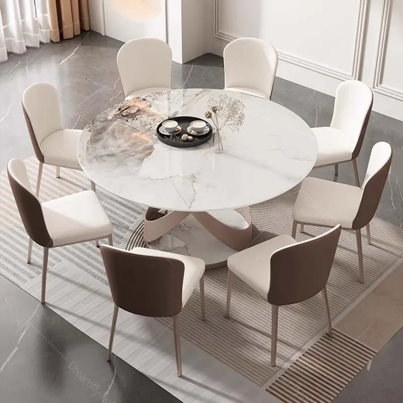 Mesa giratoria de lujo, Mesa de Comedor redonda de diseño de Metal única y moderna, muebles de cocina para sala de estar, Mesa Redonda Comedor