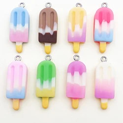 Randomly Mixed 10Pcs Rainbow Ice Cream Resin Charms Pendants For DIY Handmade Jewelry Making Accessories Necklace Bracelet