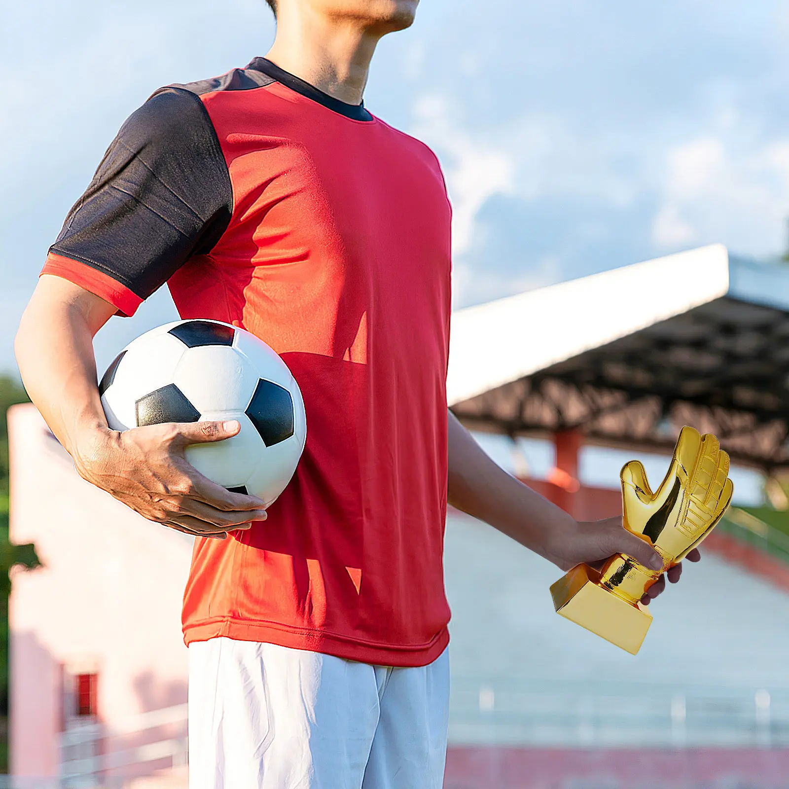 

1pc Goalkeeper Glove Trophy Exquisite Wear Resistant Soccer Award Decor Match Competition Prize Compact Desktop Accessory School
