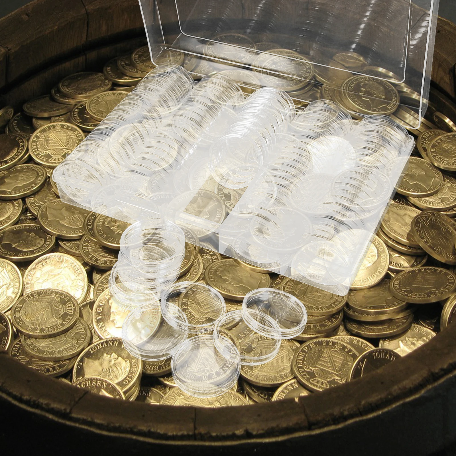 

1Set Coin Organizer Box Holders Storage Tray Pads Collectors Display Protection Elegant Holder Coins Holder