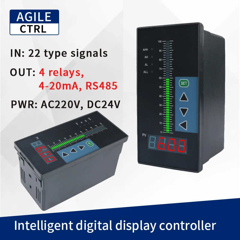 

AC220V DC24V Electronic Digital Display Controller Liquid Level Indicator 4-20mA RS485 80*160mm Water Tank Level Controller