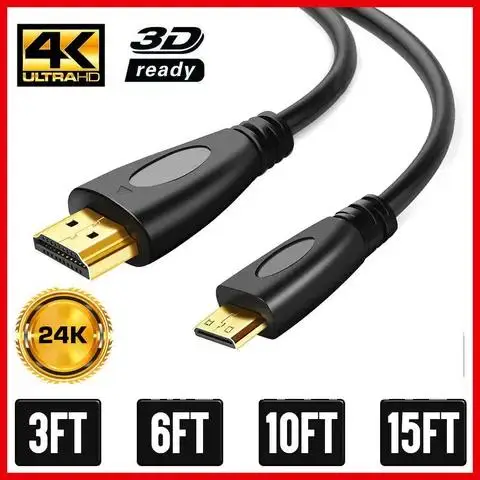 محول صغير متوافق مع HDMI ، ذكر إلى نوع C ذكر ، 4K Mini P كابل متوافق مع HDMI لنظام الإعداد المنزلي