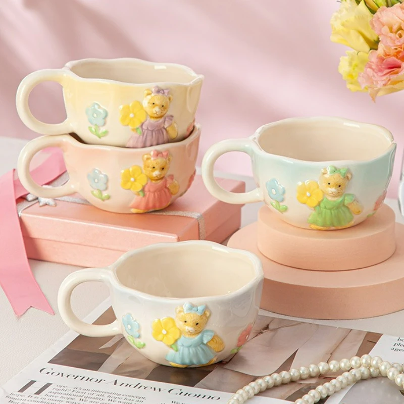 

Ceramic Mugs with Handle Creative Cute Hand Pinched Irregular Coffee Cups Afternoon Tea Mug Oatmeal Breakfast Mug Drinkware