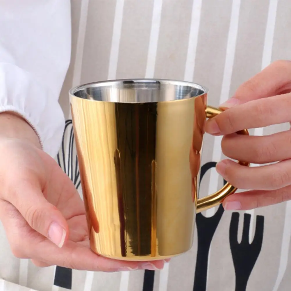 300ml Stainless Steel Coffee Mug Portable Milk Cup With Handle Double Wall Rainbow Cups Travel Tumbler Milk Tea Mugs Drinkware