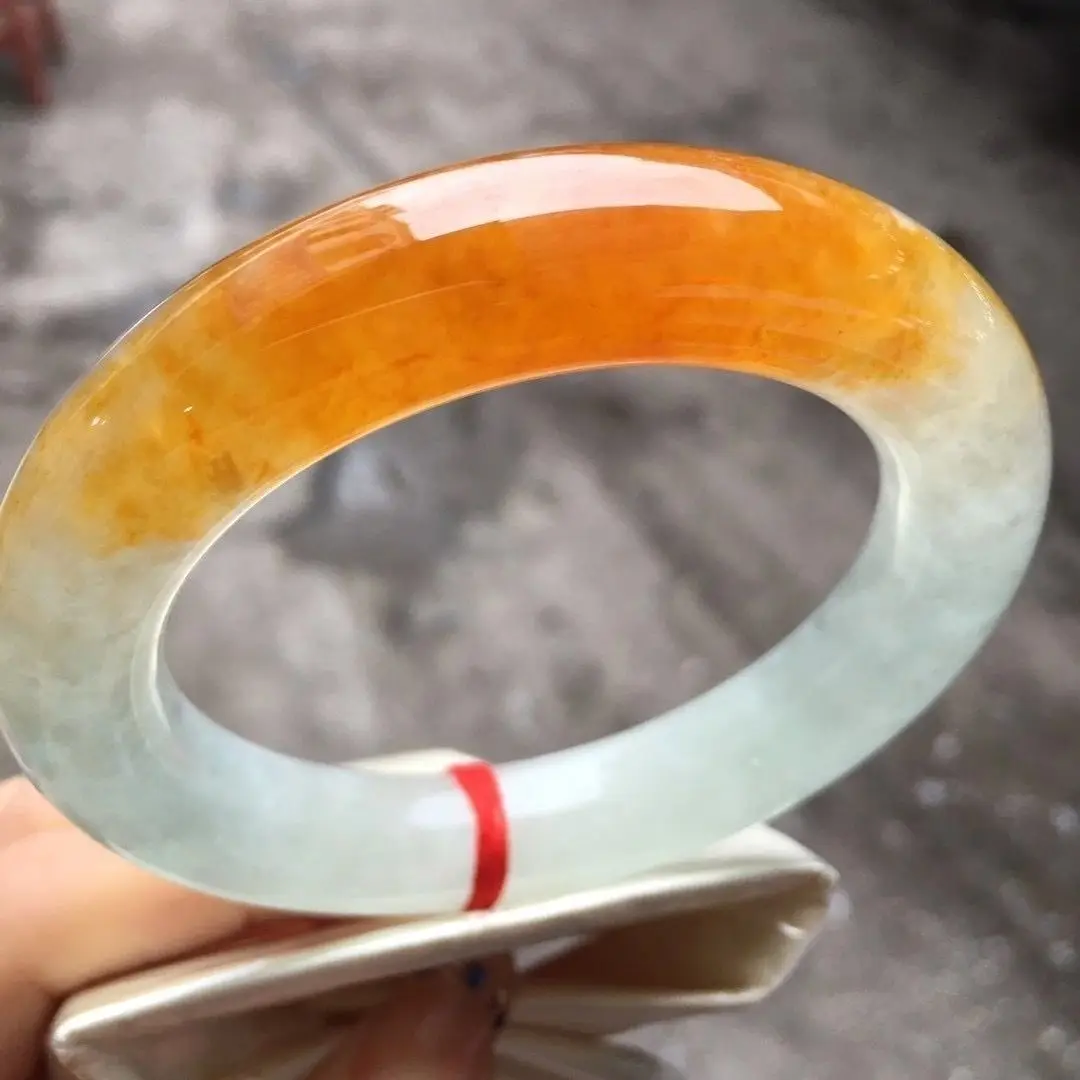 Genuine natural fat round bar ice type white background yellow bracelet positive circle