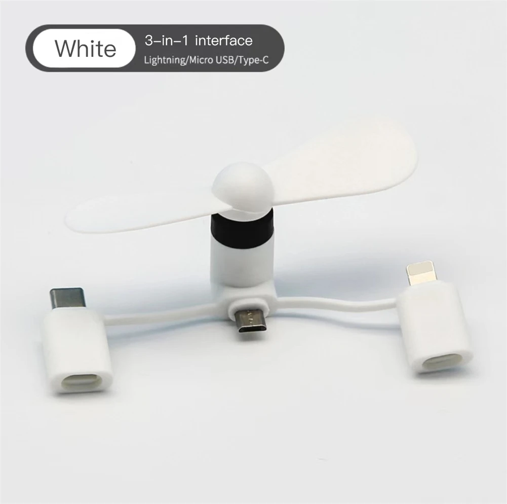 3-In-1 Type C Micro USB Mini Fan Radiator For Android Samsung Huawei HTC IPad IPhone Portable Mobile Phone Small Travel Fan