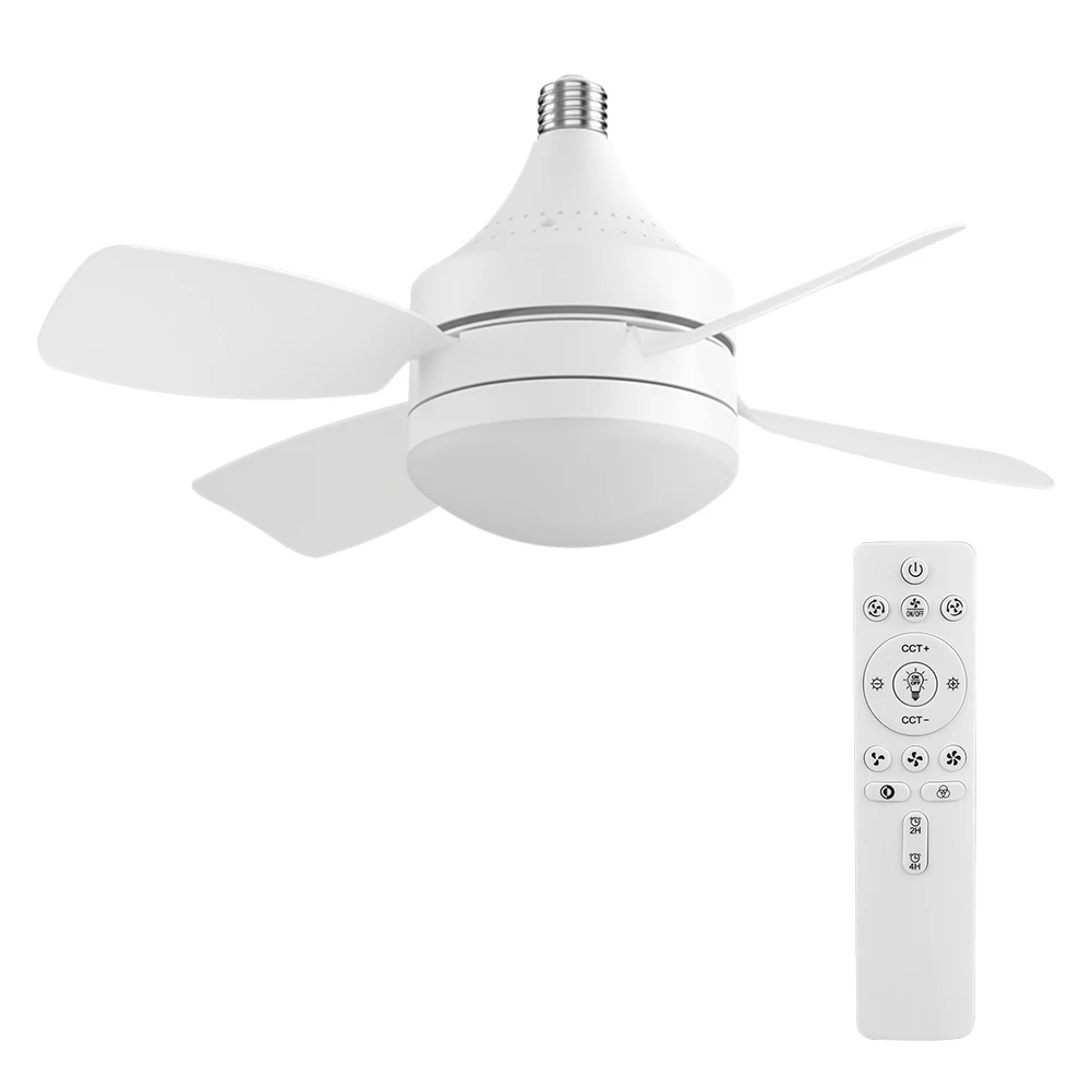 

E27 Socket Ceiling Fans with Lights with Remote Control LED Small Ceiling Fan 4 Blades Light Bulb Fan Living Room Study Home Use