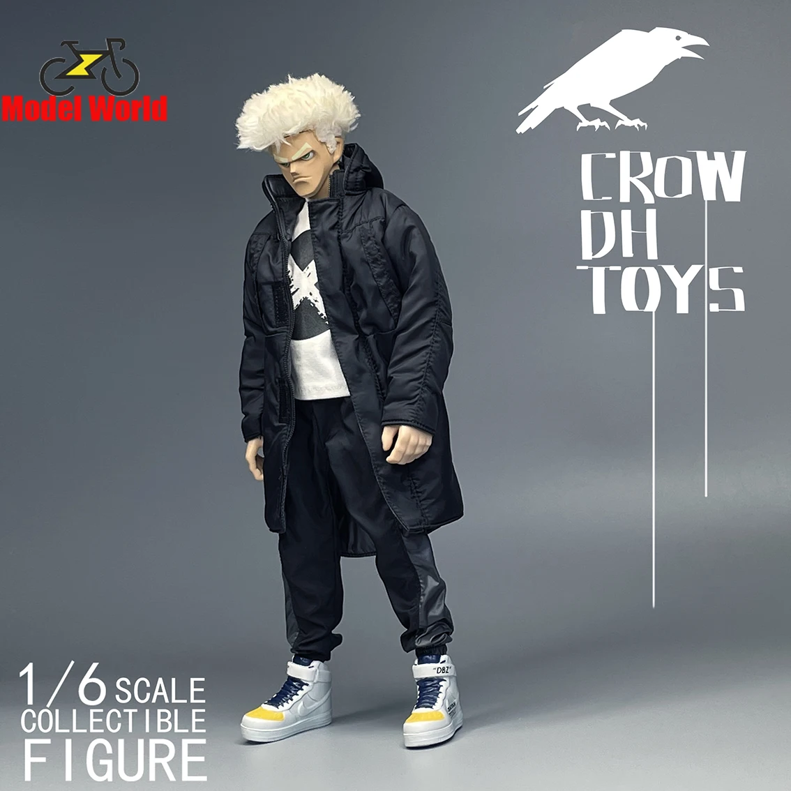 CROW DH TOYS 1/6 scale male clothes black cotton clothes long coat fit 12'' action figure