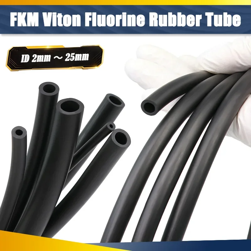 Black FKM Viton Fluorine Rubber Hose Tube 2mm‑25mm High Temperature Resistant Oil Acid Alkali Corrosion Resistant Plumbing Hoses