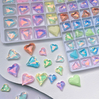 20PCS Pointed Bottom Crooked Heart Nail Rhinestones Charms K9 Glass Stone Gems Crystal Nail Art Decorations Manicure Accessories
