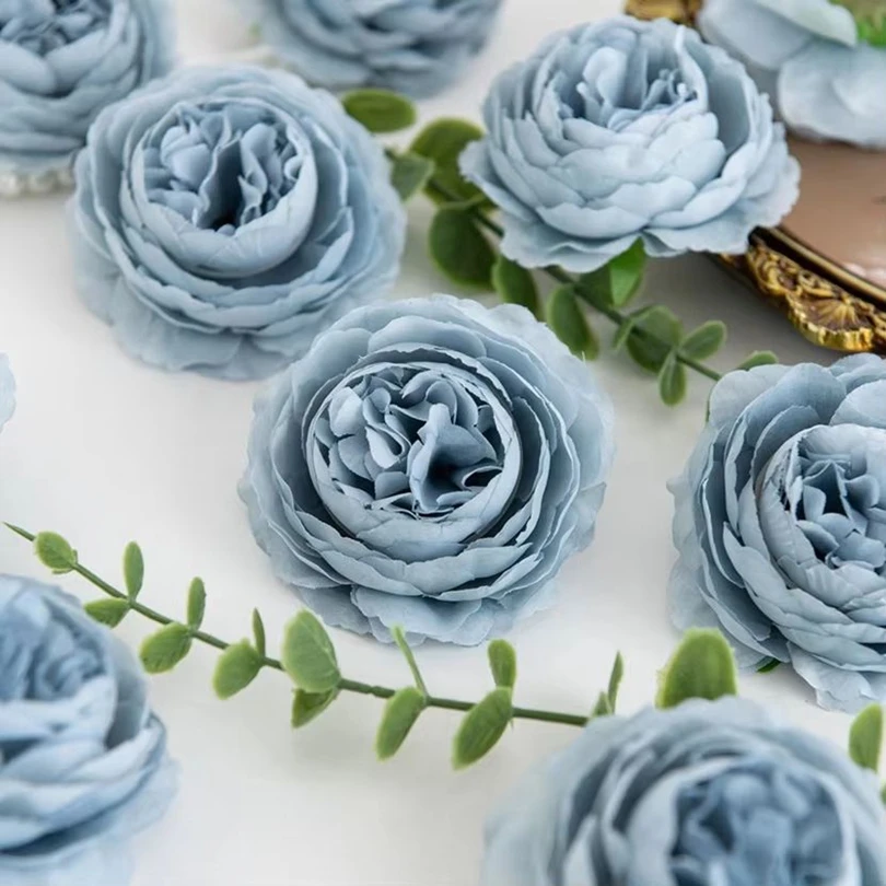 

50pcs Artificial Flowers Silk Peony Stem Combination Garden Wedding Bridal Bouquet Home Room Festival Party Wreath Diy Box Decor