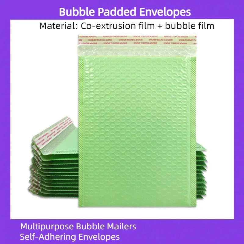 50Pcs/set Light Green Waterproof And Thickened Bubble Envelope Bag Bubble Padded Envelopes Clothing Express Packing Bag