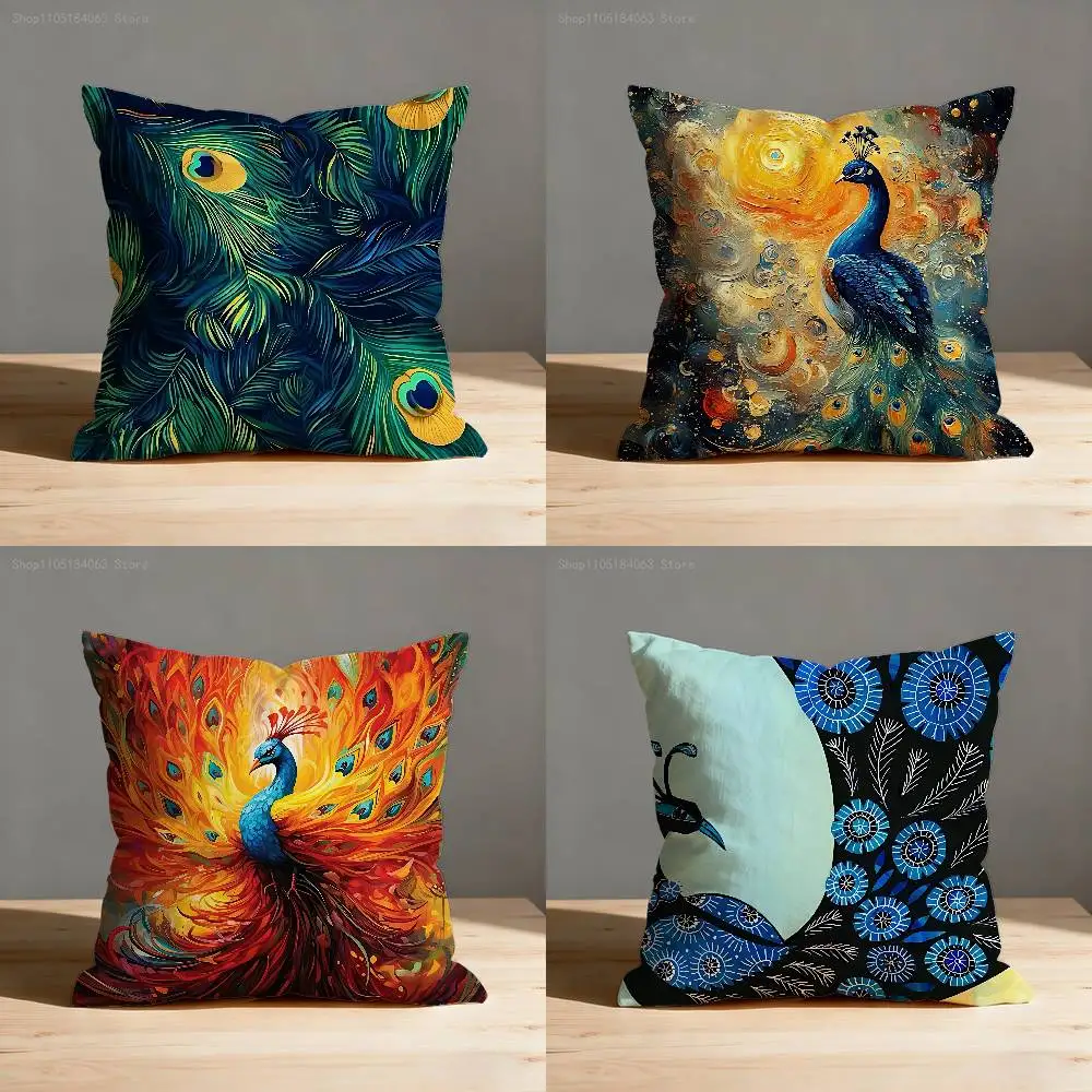 

Mandala Peacock Pattern Throw Pillow Case For 30x30cm 40x40cm 45x45cm 50x50cm 55x55cm Square Sofa Pillowcase Shell