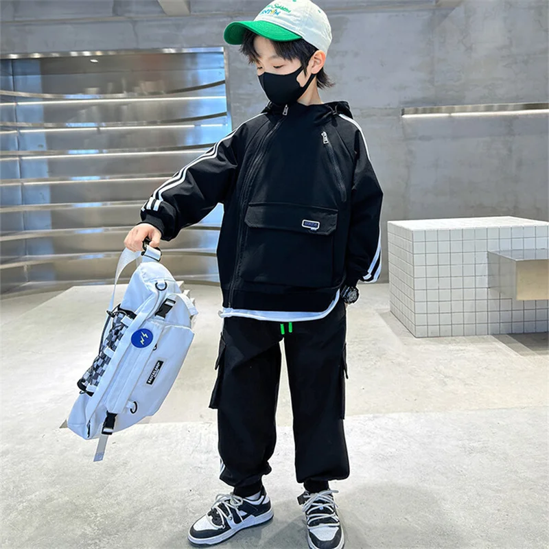 

Boys Sweatshirts +Pants Kids Suits 2PCS/Set Cotton 2024 Simple Spring Autumn Cotton Jogging Suit Teenagers Children Clothing