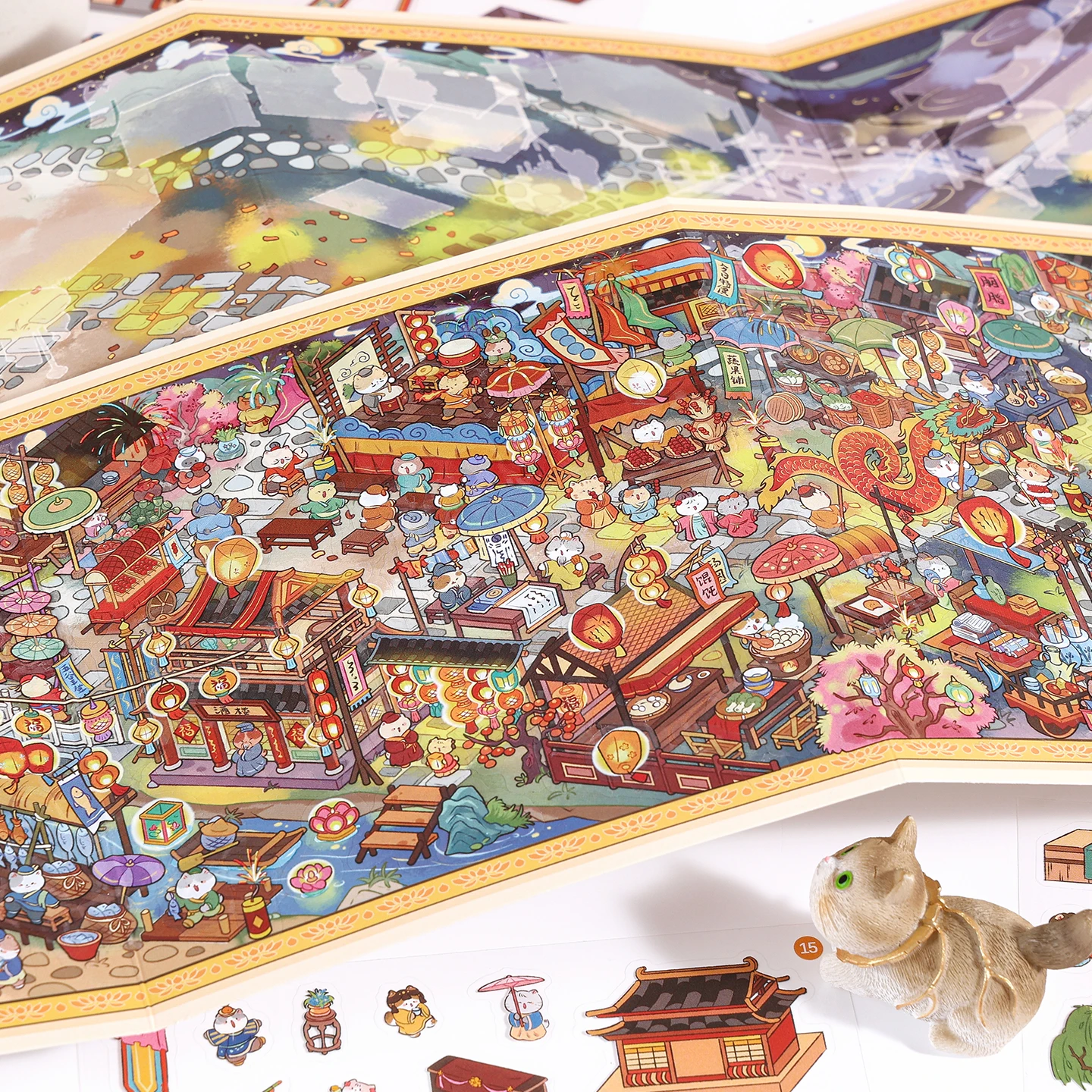 

Наклейка-сценарий DIY «Фестиваль фонарей Шаньюань»: 3D-пейзаж дворцового банкета, подарок на праздник ﻿