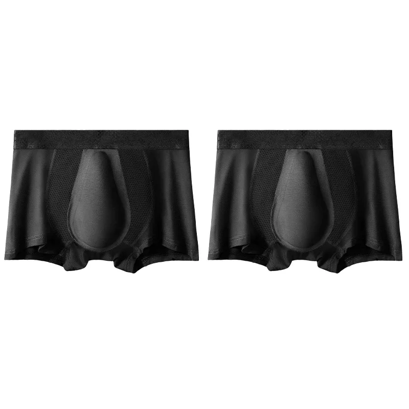 

2PCS Men's 3D pouched underwear - Youth comfortable and breathable pants with antibacterial flat crotch shorts
