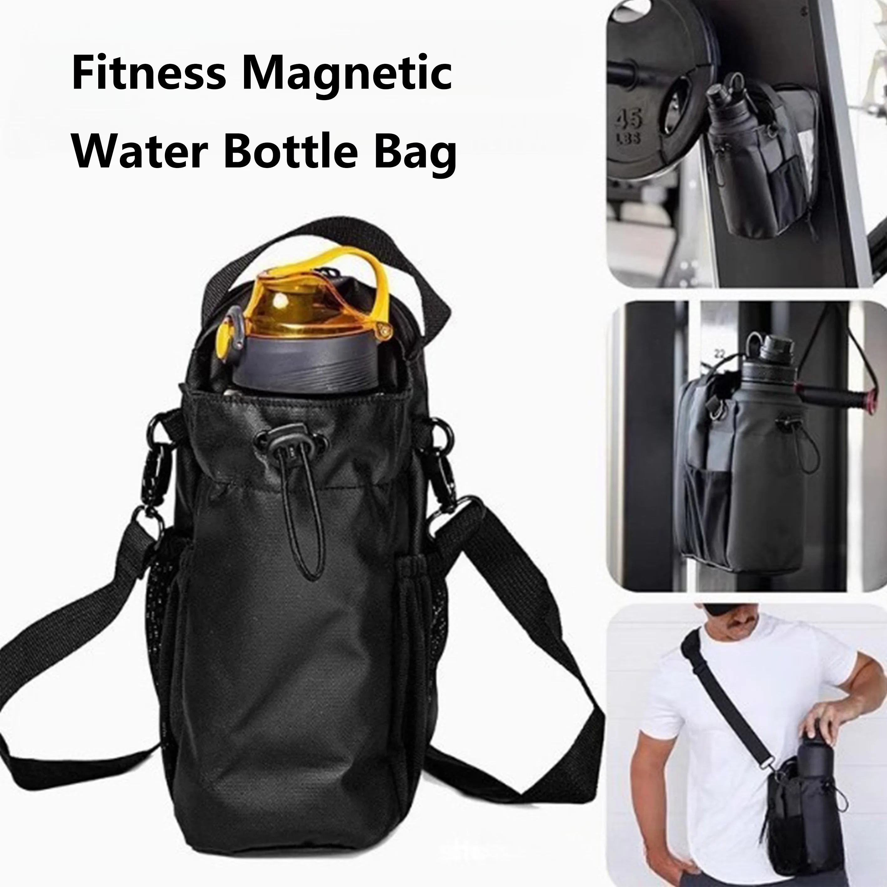 

Magnetic Water Bottle Shoulder Bag Sports Outdoor Portable Crossbody Pouch High Capacity Durable