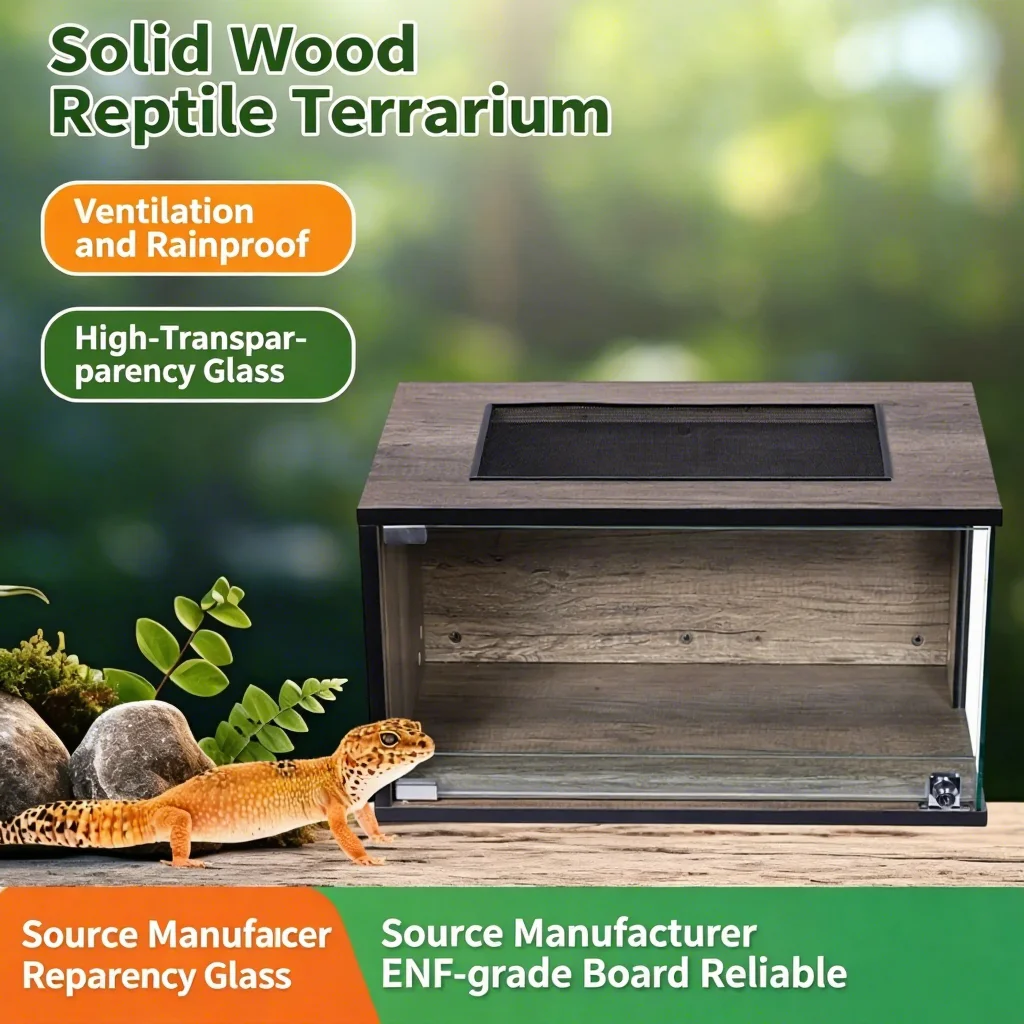 24x12 Inch Reptile Tank, Stackable, Eco-friendly Wood Board, Front Opening Glass Door, Lizard Snake Habitat Enclosure